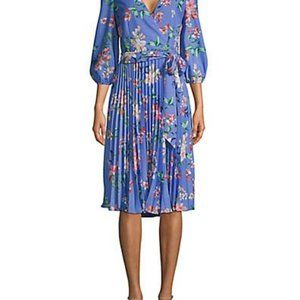 Eliza J Floral Pleated Wrap Dress Size 4 Pink and Purple